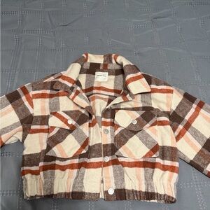 Women's Plaid Jean Jacket - Brown and Cream